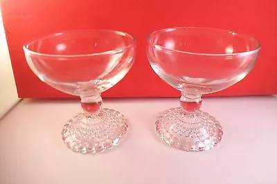 Vintage Pair Of Anchor Hocking Bubble Foot Clear Glass Champagne Sherbet Glasses • $10.99