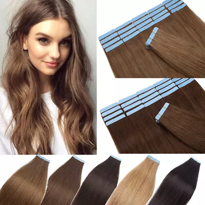 CLEARANCE Tape In Skin Weft 100% Remy Human Hair Extensions Ombre Seamless Thick • $19.91