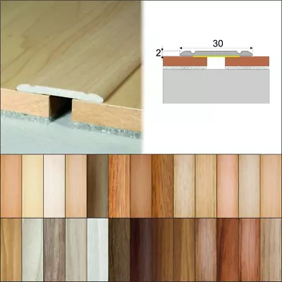 FLAT SELF ADHESIVE ALUMINIUM WOOD EFFECT DOOR EDGING BAR-TRIM-THRESHOLD-30mm A02 • £4.99