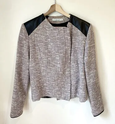 Viktoria & Woods Womens Tweed Zip Up Jacket Leather Trim Multicolour Size AU 10 • $45