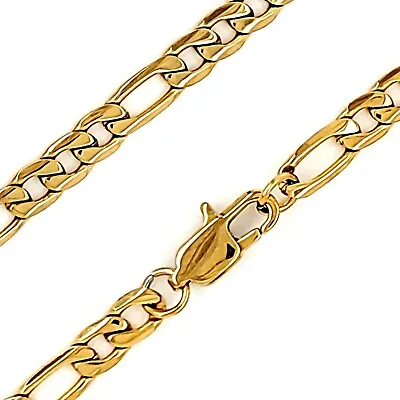 Figaro Chain Necklace Gold Stainless Steel 3mm Wide 15-30-Inch Long Mens Womens • $16.99