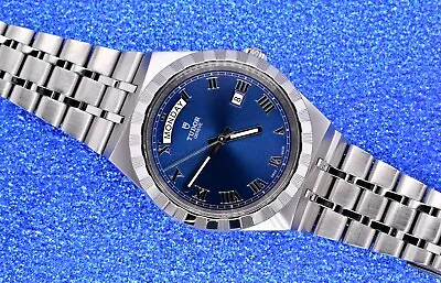 Tudor Royal Day Date 41mm Blue Dial Stainless Steel M28600 Watch • $1999.99