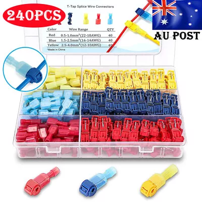 240PCS T-Tap Electrical Wire Quick Splice Terminals Cable Crimp Connectors Kit • $7.99