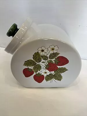 Vintage McCoy Pottery Strawberry Country Tilted Cookie Jar Canister With Lid  • $29