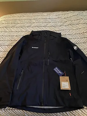 NEW/Never Worn Mammut Stoney Hard Shell Men's Hooded Jacket Medium Black&White • $345