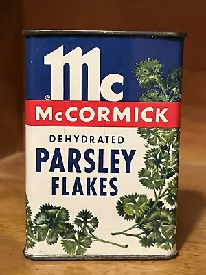 Vintage McCormick Parsley Flakes Spice Tin Metal Top Great Colors • $12