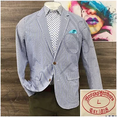 Brooks Brothers Mens Blazer Sport Coat Casual Jacket Size 42R Seersucker Suit • $125