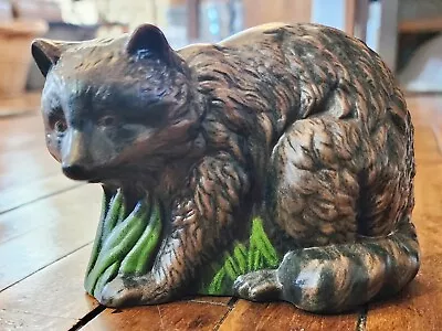 Vtg 1991 Raccoon Figurine Cabin Wildlife Decor Ceramic Woodland 3x3.5x5 Inch • $9.98