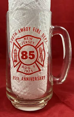 Vintage 1975 South Amboy New Jersey NJ Fire Dept 85th Anniversary Glass Mug  • $11.99