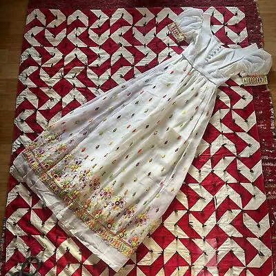 Vintage Embroidered White Dress As Is Worn Flaws 70s Hippie Mexican Souvenir? • $5