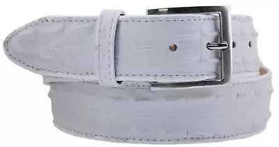 Mens Crocodile Tail Belt Print Leather Western White Cinto Rancho • $34.99