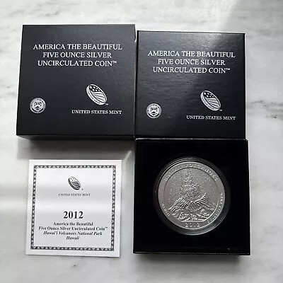 2012 P ATB Hawaii Volcanoes Park 5 Oz .999 Silver Uncirculated In OGP W/ COA • $500