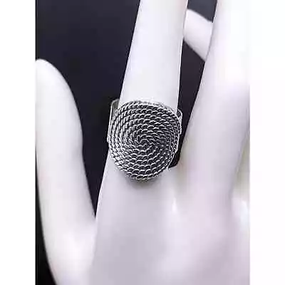 Vintage Sterling Silver Coiled Rope Nautical Statement Ring Size 8 11.5g • $39.10