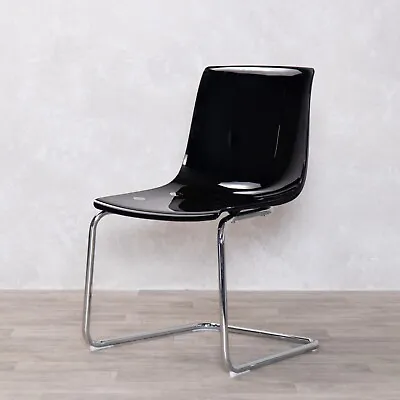 Black Acrylic Dining Chair Metal Cantilever Frame Retro Seating • £90