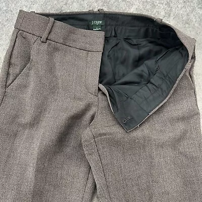 VTG J. Crew Pants Womens 6 Brown Harringbone Wool Favorite Fit Wide Leg 90s • $24.95