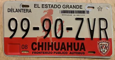 Chihuahua Mexico Mexican License Plate   99 90 Zvr   Fronterizo Publico Autobus • $28.99