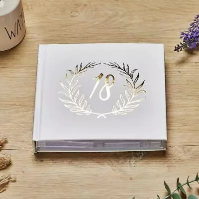 18th Birthday White Photo Album Gold Laurel Wreath • £15.99