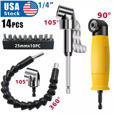 14XOffset Screwdriver Bit Holder 90 105 Degree Bit Drill Attachment Angle Driver • $16.98