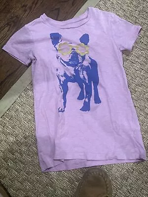 J CREW Crewcuts Top Girls XL 12-14 Short-Sleeve Solid Purple French Bulldog • $7.99