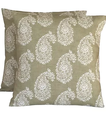 2 X Clarke & Clarke Harriet Paisley Sage Green Cushion Covers 16” 18” 20” 22” • £11.95