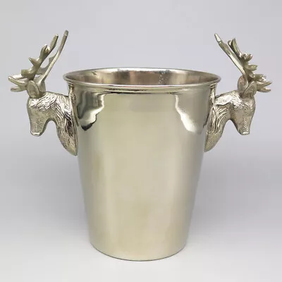 Kenneth Turner Stag Ice Bucket Silver Metal • £50