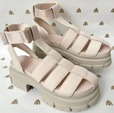 Women’s UGG Ashton Blush Pink & Beige Platform Gladiator Strappy Prom Sandals 7 • $79.99