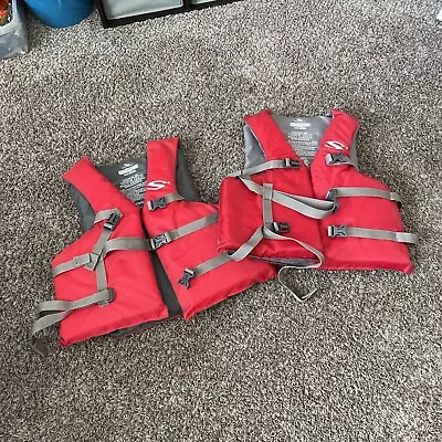 2 Adult Stearns Life Jackets Red Adult Universal  • $20
