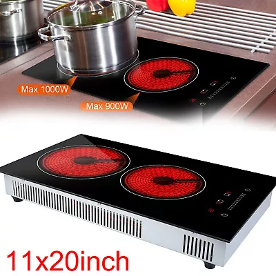 1900W Electric Cooktop 2 Burner 110V Built-in Ceramic Stove With Timer 9 Levels • $94.99