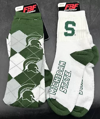 2 Pair Michigan State University Spartans Socks Size Medium 5-10 • $15.39