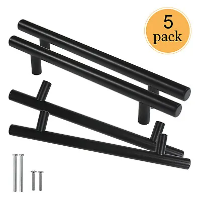$12.99 • Buy 5Pack Black Kitchen Cabinet Pulls Stainless Steel Drawer T Bar Knob Handle Knob