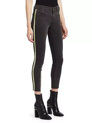 J Brand 835 MidRise Neon Racing Stripe Crop Grey Skinny Jeans Sz.25 NWT • $59.99