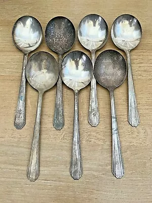 National Silver Co EPNS LADY JOAN Silverplate 1931 Round Cream Soup Spoons Lot 7 • $19.99