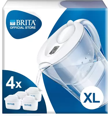 BRITA Marella XL 3.5L Water Filter Jug With 4 MAXTRA+ Filter Cartridges (White) • $100.82