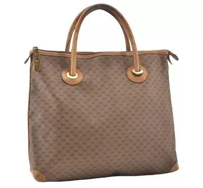 Authentic GUCCI Vintage Micro GG PVC Leather Shoulder Tote Bag Brown 0915J • $11.50