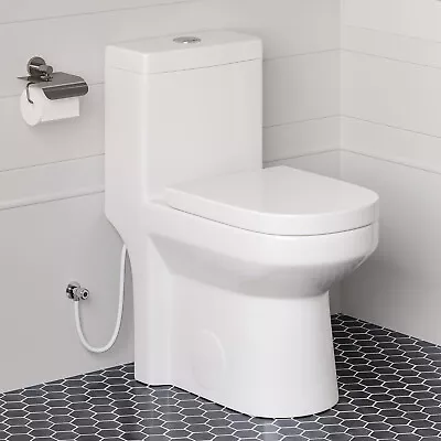 Compact Dual-Flush Toilet 1.28 GPF Round Comfort Height One-Piece Toilet 12   • $219.99