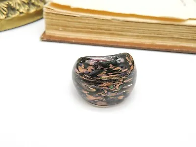 Chunky Black Copper Green Murano Glass Ring Size 8.5 CC24 • $14.44