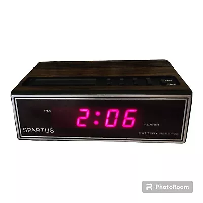 VTG Spartus Wood Grain Digital Alarm Clock W/ Battery Reserve Model 1108 Tested • $14