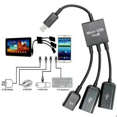 3 In 1 Micro USB OTG Charger Cable Extension Hub Adapter Android Samsung Tablet • $6.99