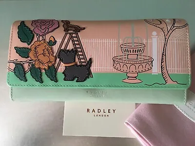 £67.50 • Buy Radley Large Leather Purse Life Is Rosy Peach & Green - Dust Bag BNWT RRP £99
