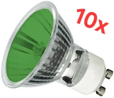 10x 50W GU10 Green Coloured Dimmable Halogen Reflector Spot Light Bulb Downlight • £9.99