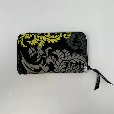 Vera Bradley Accordian Wallet Baroque Gray Yellow Black • $19.99