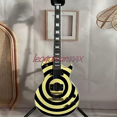 Custom Yellow Black Zakk Wylde LP Bullseye Electric Guitar 2 Humbuckers • $278.11