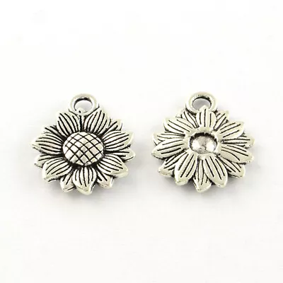 £2.15 • Buy 10 X Tibetan Silver Sunflower Head Flower Pendants Charms Jewellery Making 