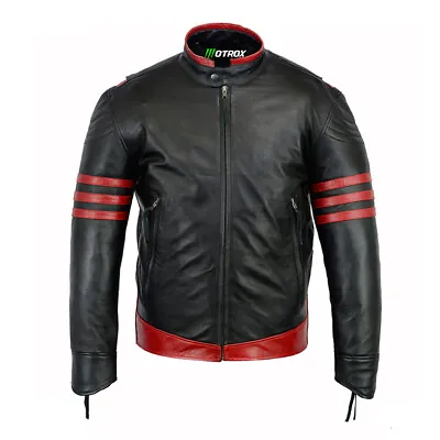 £124.99 • Buy Men's Biker Leather Jacket Vintage Black Genuine Jacket Slim Fit Real 