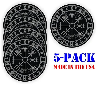 5-pack VIKING COMPASS Hard Hat Stickers | Vegvisir Symbol Decals Nordic Huld • $4.98