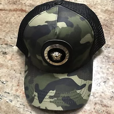 HOT Versace Khaki Hats Hip-Hop Adjustable Baseball Cap Gold Medusa Head • $113.47