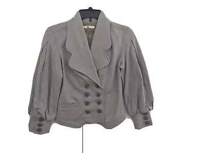 Mike & Chris Double Breasted Short Trench Jacket Full Linen Sleeve Size S • $80