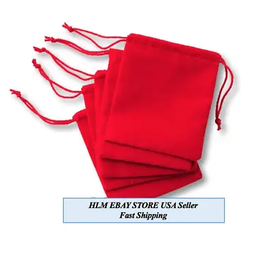 Small Red Velvet Jewelry Gift Gold Silver Gift Favors Party String Bag Pouch • $3.89