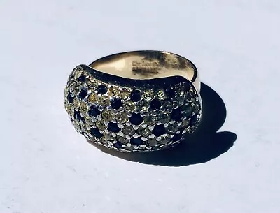 Vintage CHRISTIAN DIOR Germany Yellow & Black Rhinestone Ring (Missing 2 Stones) • $0.99