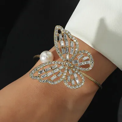 £3.59 • Buy 2022 Fashion Butterfly Pearl Bracelet Adjustable Cuff Bangle Charm Women Jewelry